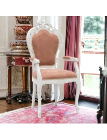 MOBILI 2G - Capotavola shabby bianco legno tessuto rosa antico 60x55x110 VISTA FRONTALE