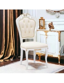 Sedia shabby legno capitoneè imbottita ecopelle oro 56x50x110