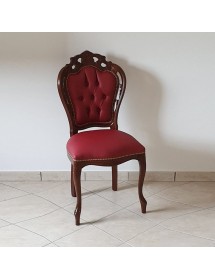 MOBILI 2G - Sedia classica legno capitoneè imbottita ecopelle rossa 56x50x110 VISTA FRONTALE