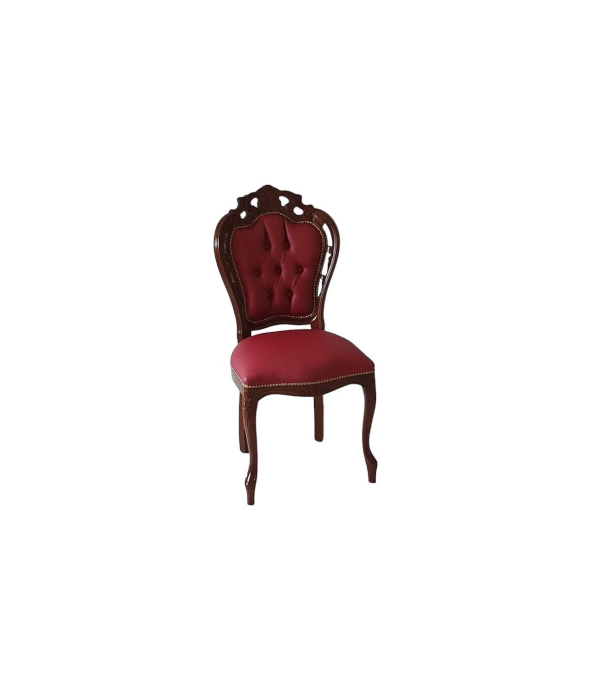 MOBILI 2G - Sedia classica legno capitoneè imbottita ecopelle rossa 56x50x110 VISTA FRONTALE