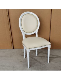 MOBILI 2G - Sedia shabby legno imbottita ecopelle beige 50x47x100 vista frontale