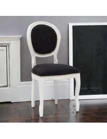 Sedia shabby legno imbottita microfibra nera 50x47x100