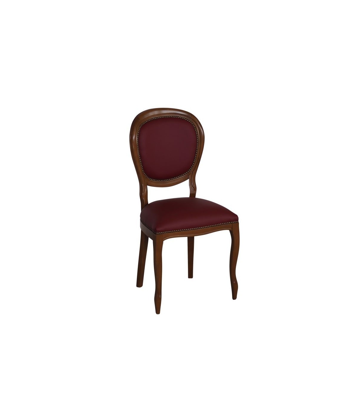 Sedia classica legno imbottita ecopelle bordeaux 50x47x100