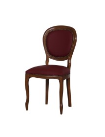 Sedia classica legno imbottita ecopelle bordeaux 50x47x100