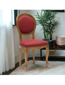 Sedia classica legno imbottita ecopelle rossa 50x47x100