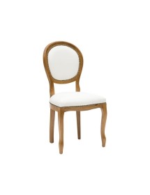 Sedia classica legno imbottita ecopelle bianca 50x47x100