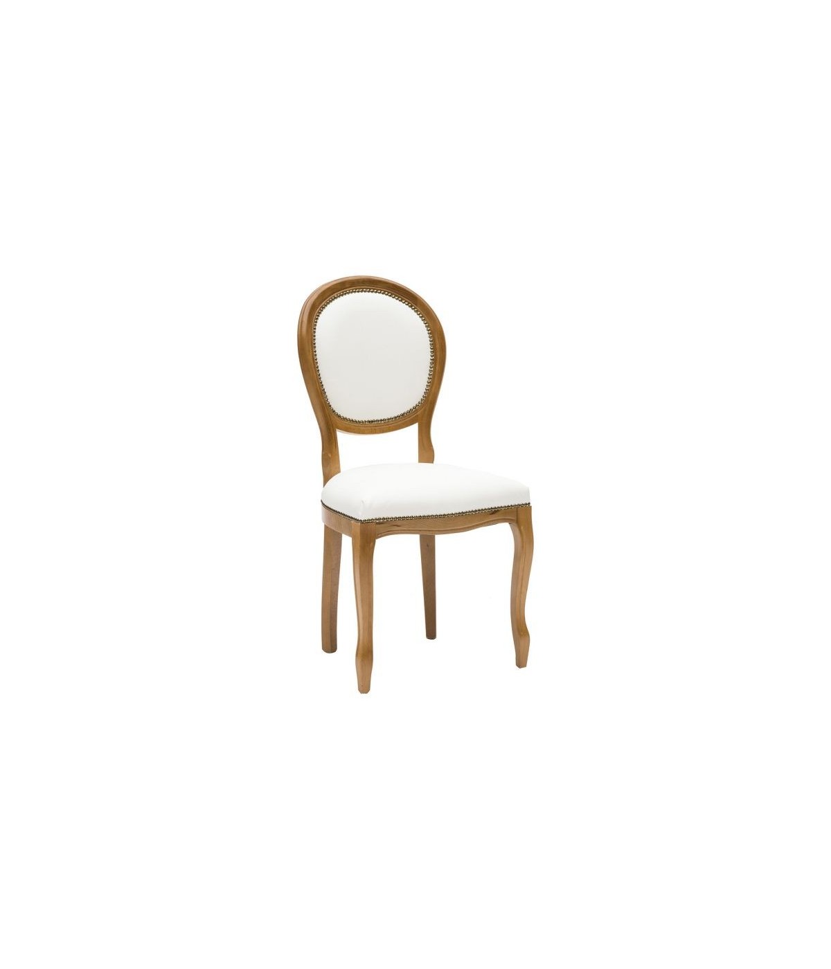 Sedia classica legno imbottita ecopelle bianca 50x47x100