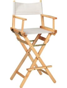 MOBILI 2G - Sedia da regista legno naturale stoffa bianca 52x43x120 vista frontale