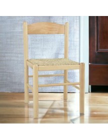 MOBILI 2G - Set 2 sedie arte povera legno naturale seduta paglia 43x43x83 vista frontale
