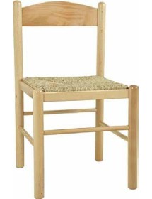 MOBILI 2G - Set 2 sedie arte povera legno naturale seduta paglia 43x43x83 vista frontale