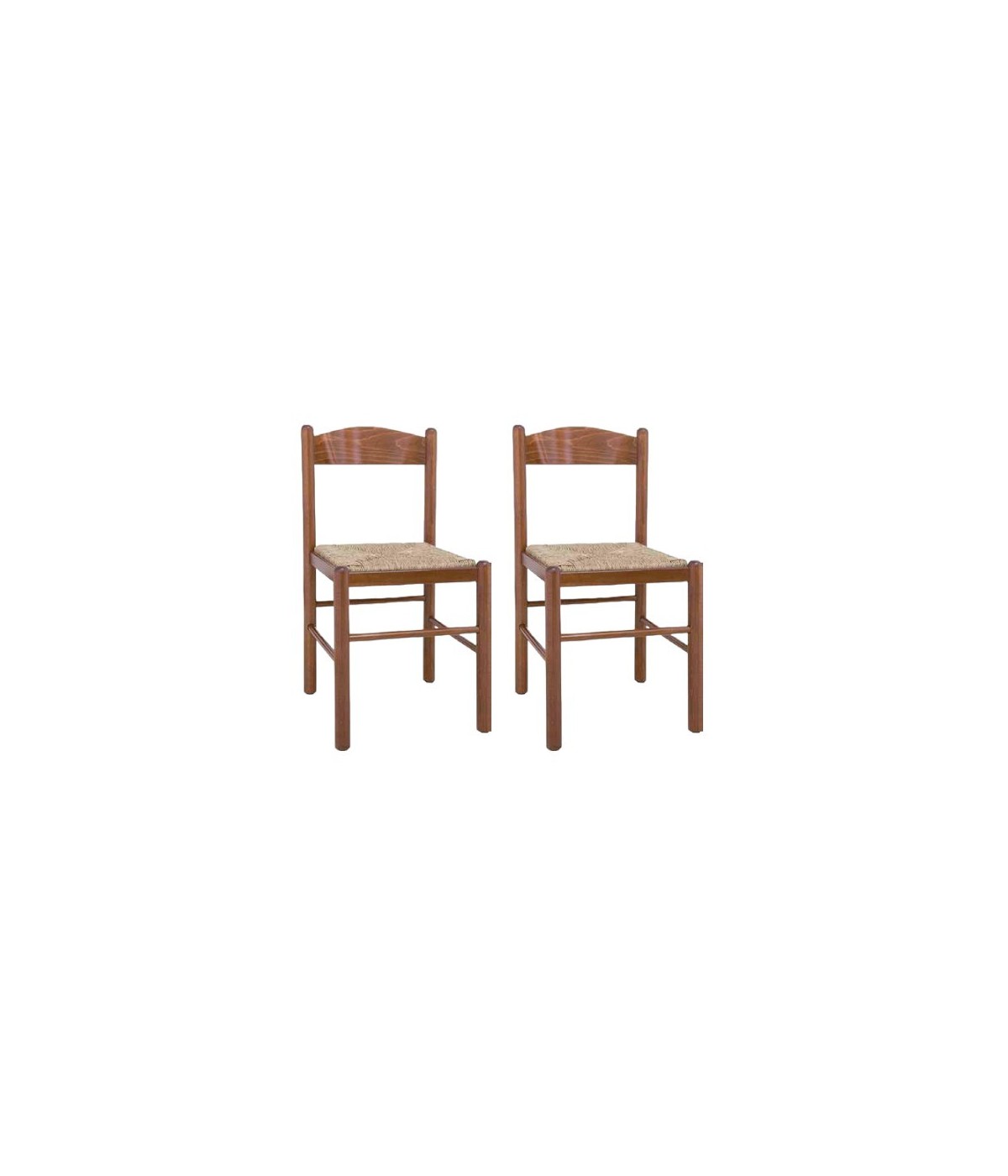 MOBILI 2G - Set 2 sedie arte povera legno bassano seduta paglia 43x43x83 VISTA FRONTALE