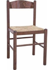 MOBILI 2G - Set 2 sedie arte povera legno tinta noce seduta paglia 43x43x83 VISTA FRONTALE