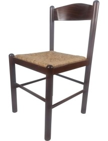 MOBILI 2G - Set 2 sedie arte povera legno tinta noce seduta paglia 43x43x83 VISTA FRONTALE