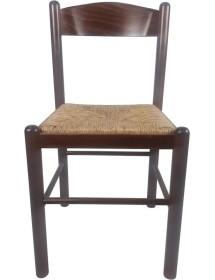 MOBILI 2G - Set 2 sedie arte povera legno tinta noce seduta paglia 43x43x83 VISTA FRONTALE
