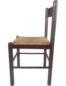 MOBILI 2G - Set 2 sedie arte povera legno tinta noce seduta paglia 43x43x83 VISTA FRONTALE