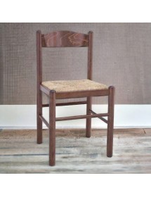 MOBILI 2G - Set 2 sedie arte povera legno tinta noce seduta paglia 43x43x83 VISTA FRONTALE