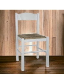 MOBILI 2G - Set 2 sedie shabby legno bianco seduta paglia 43x43x83 VISTA FRONTALE