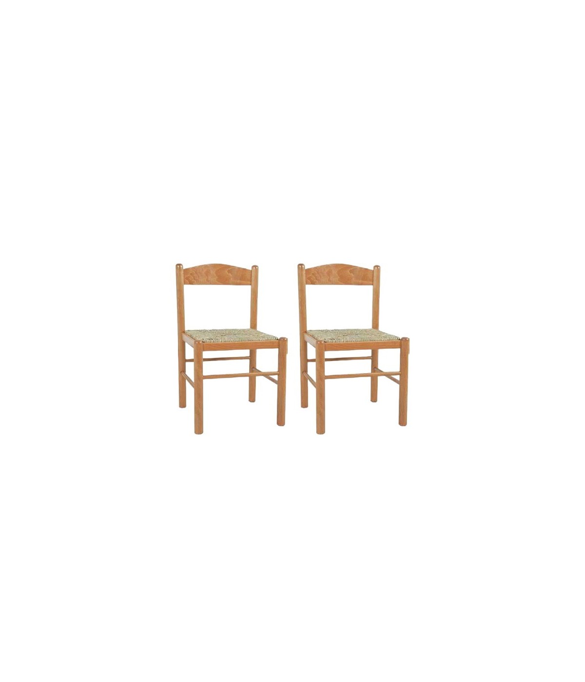 MOBILI 2G - Set 2 sedie arte povera legno tinta miele seduta paglia 43x43x83 VISTA FRONTALE