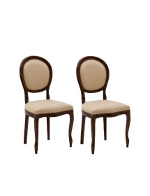 Sedia classica legno imbottita ecopelle beige 50x47x100