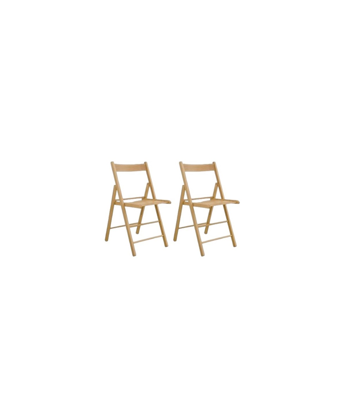 MOBILI 2G - Set 2 sedie pieghevoli in legno tinta naturale 43x43x79 vista frontale