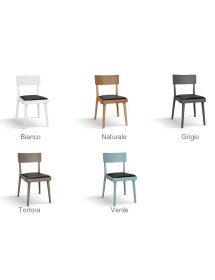 MOBILI 2G - Set 2 sedie legno tortora seduta ecopelle nera 48x45,5x79 VISTA FRONTALE