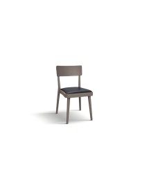 MOBILI 2G - Set 2 sedie legno tortora seduta ecopelle nera 48x45,5x79 VISTA FRONTALE