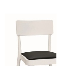 MOBILI 2G - Set 2 sedie legno bianco seduta ecopelle nera 48x45,5x79 VISTA FRONTALE