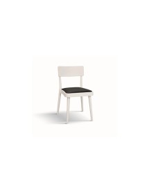 MOBILI 2G - Set 2 sedie legno bianco seduta ecopelle nera 48x45,5x79 VISTA FRONTALE