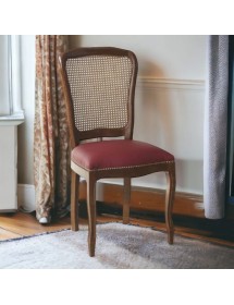 MOBILI 2G - Sedia classica legno paglia vienna ecopelle bordeaux 56x50x100 vista frontale