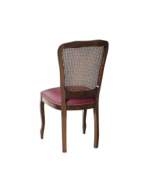 MOBILI 2G - Sedia classica legno paglia vienna ecopelle bordeaux 56x50x100 vista frontale