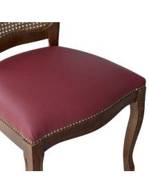 MOBILI 2G - Sedia classica legno paglia vienna ecopelle bordeaux 56x50x100 vista frontale