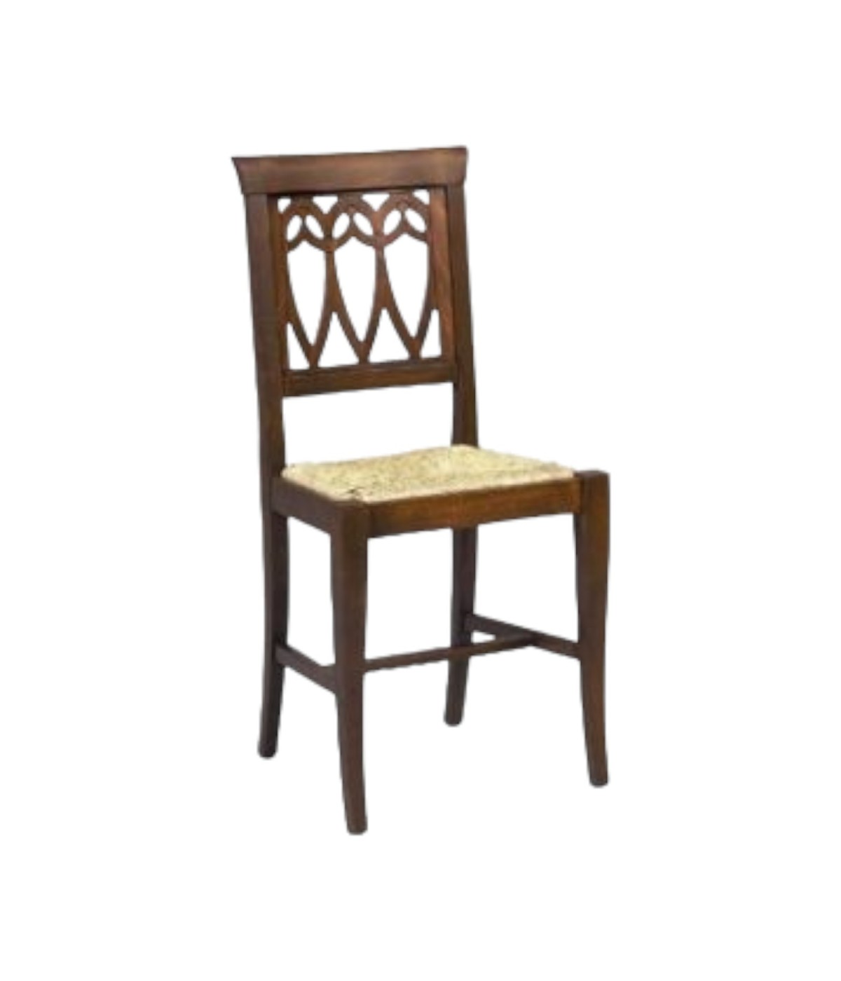 MOBILI 2G - Sedia legno classica noce imbottita stoffa ecru 44x46x96 vista frontale