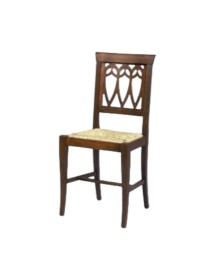 MOBILI 2G - Sedia legno classica noce imbottita stoffa ecru 44x46x96 vista frontale