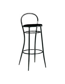 MOBILI 2G - Sgabello acciaio nero con ecopelle nera 41x44x97 VISTA FRONTALE