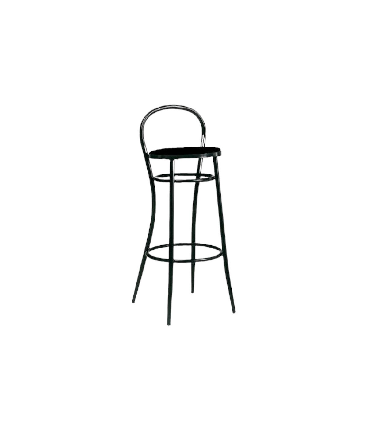 MOBILI 2G - Sgabello acciaio nero con ecopelle nera 41x44x97 VISTA FRONTALE