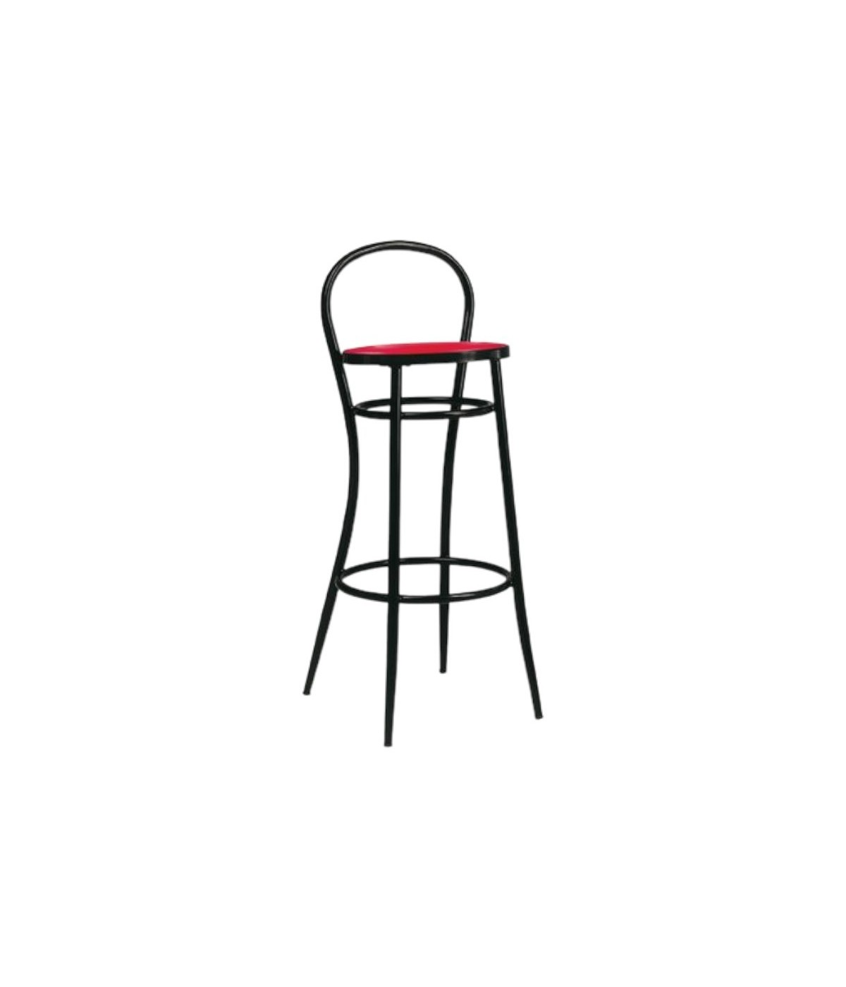 MOBILI 2G - Sgabello acciaio nero con ecopelle rossa 41x44x97 vista frontale