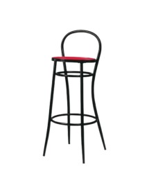 MOBILI 2G - Sgabello acciaio nero con ecopelle rossa 41x44x97 vista frontale