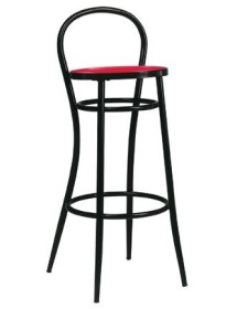 MOBILI 2G - Sgabello acciaio nero con ecopelle rossa 41x44x97 vista frontale
