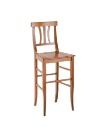 MOBILI 2G - Sgabello classico legno tinta miele seduta legno 46x45x115 VISTA FRONTALE