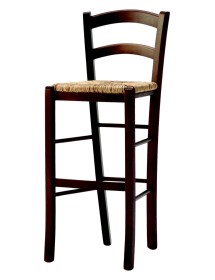 MOBILI 2G - Sgabello arte povera legno tinta noce seduta paglia 47X46X101 vista frontale