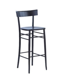 MOBILI 2G - Sgabello legno laccato nero seduta legno 47x47x106 vista frontale