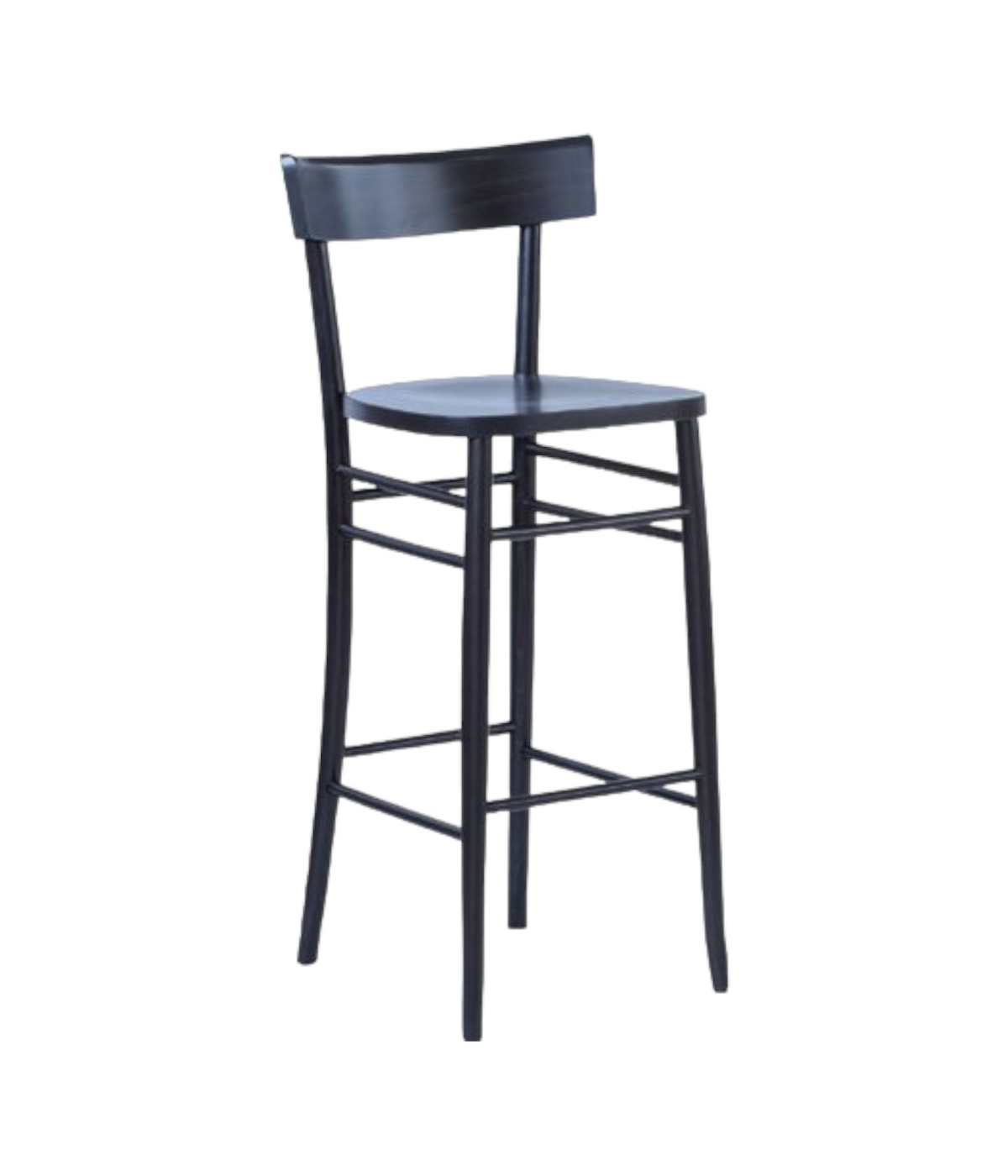 MOBILI 2G - Sgabello legno laccato nero seduta legno 47x47x106 vista frontale