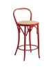 MOBILI 2G - Sgabello bistrot legno laccato rosso seduta rattan 36x40x87 vista frontale