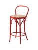 MOBILI 2G - Sgabello bistrot legno laccato rosso seduta rattan 36x40x87 vista frontale