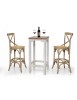 MOBILI 2G - Sgabello Cross Bistrot Shabby Vintage Legno Olmo Seduta Rivestita Rattan Naturale 50x55x116 vista frontale