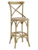 MOBILI 2G - Sgabello Cross Bistrot Shabby Vintage Legno Olmo Seduta Rivestita Rattan Naturale 50x55x116 vista frontale