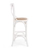 MOBILI 2G - Sgabello Cross Bistrot Shabby bianco Legno Olmo Seduta Rivestita Rattan Naturale 50x55x116 VISTA FRONTALE