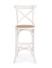 MOBILI 2G - Sgabello Cross Bistrot Shabby bianco Legno Olmo Seduta Rivestita Rattan Naturale 50x55x116 VISTA FRONTALE