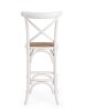 MOBILI 2G - Sgabello Cross Bistrot Shabby bianco Legno Olmo Seduta Rivestita Rattan Naturale 50x55x116 VISTA FRONTALE