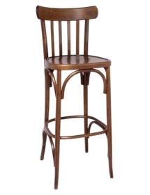 MOBILI 2G - Sgabello bistrot legno tinta noce seduta legno 43x47x106 vista frontale